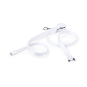 Laccio da Collo con Caricabatterie USB-C, Micro USB e Lightning Bianco 146145 - New Shop Generation