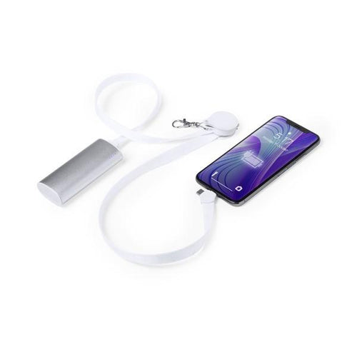 Laccio da Collo con Caricabatterie USB-C, Micro USB e Lightning Bianco 146145 - New Shop Generation